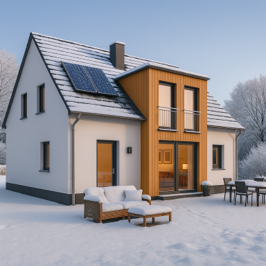 Wunderschönes und gemütliches Einfamilienhaus MAX von HT Scherer BAUprojekt im Winter. 