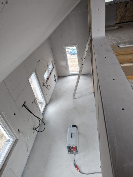 Trockenwände im Innenausbau eines Holzständerhauses