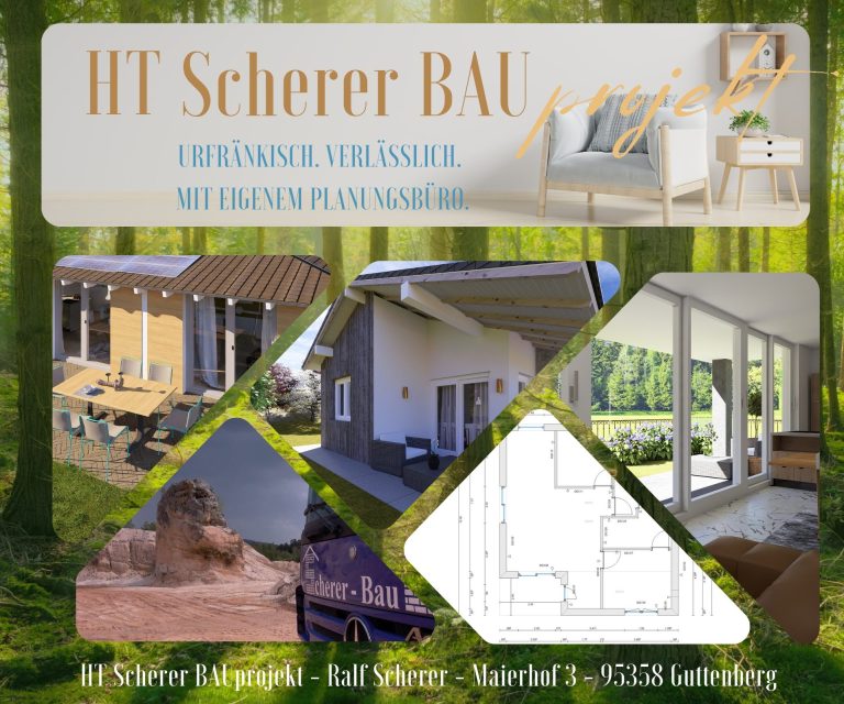 HT Scherer Bauprojekt Werbebild - großes Bauunternehmen macht von der Planung bis zur schlüsselfertigen Herstellung der Häuser alles selbst